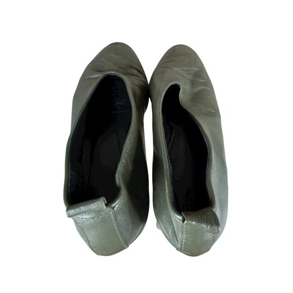 Gray Matters Olive Green Leather Block Heel Pumps Size 8 US made in Italy - Picture 11 of 12